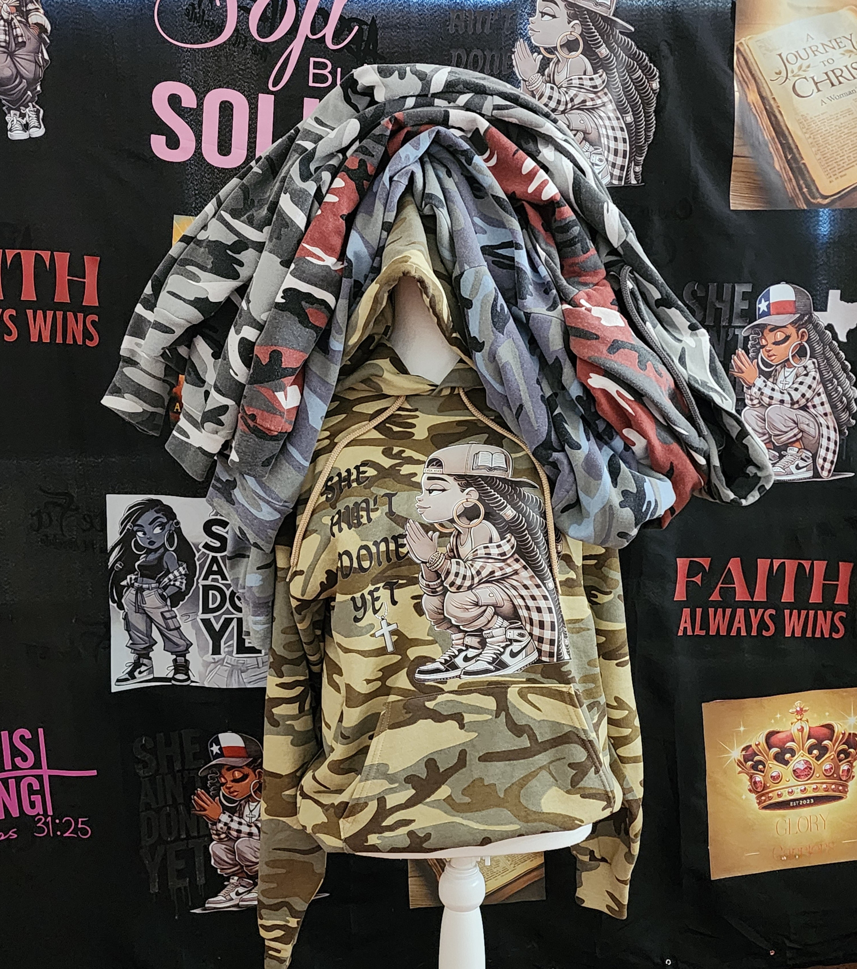 SHE AIN’T DONE YET – Camouflage Hoodie