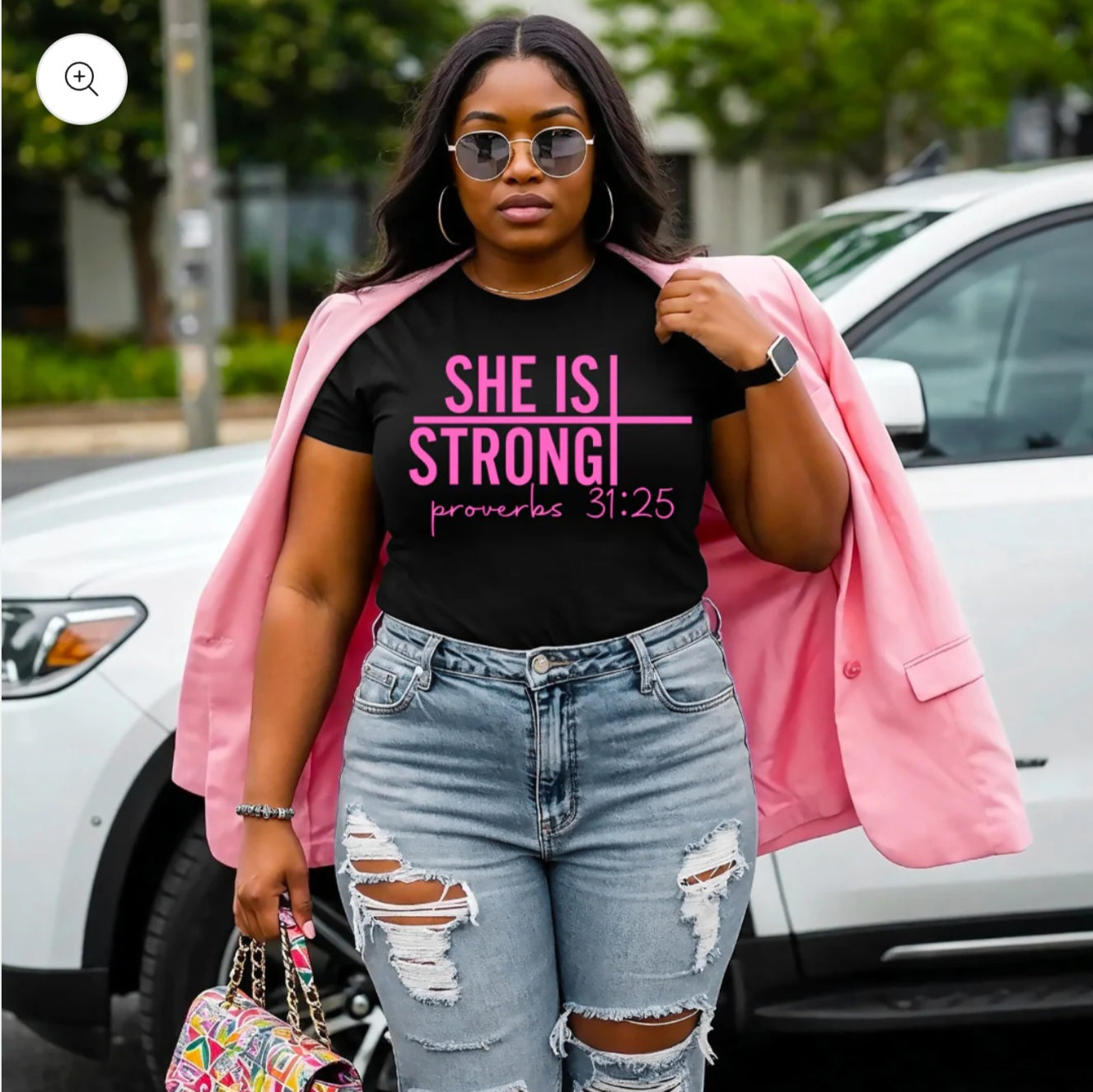 SHE IS STRONG – Proverbs 31:25 Faith T-Shirt